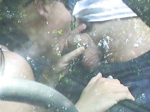 Кристина сосет через окно машины